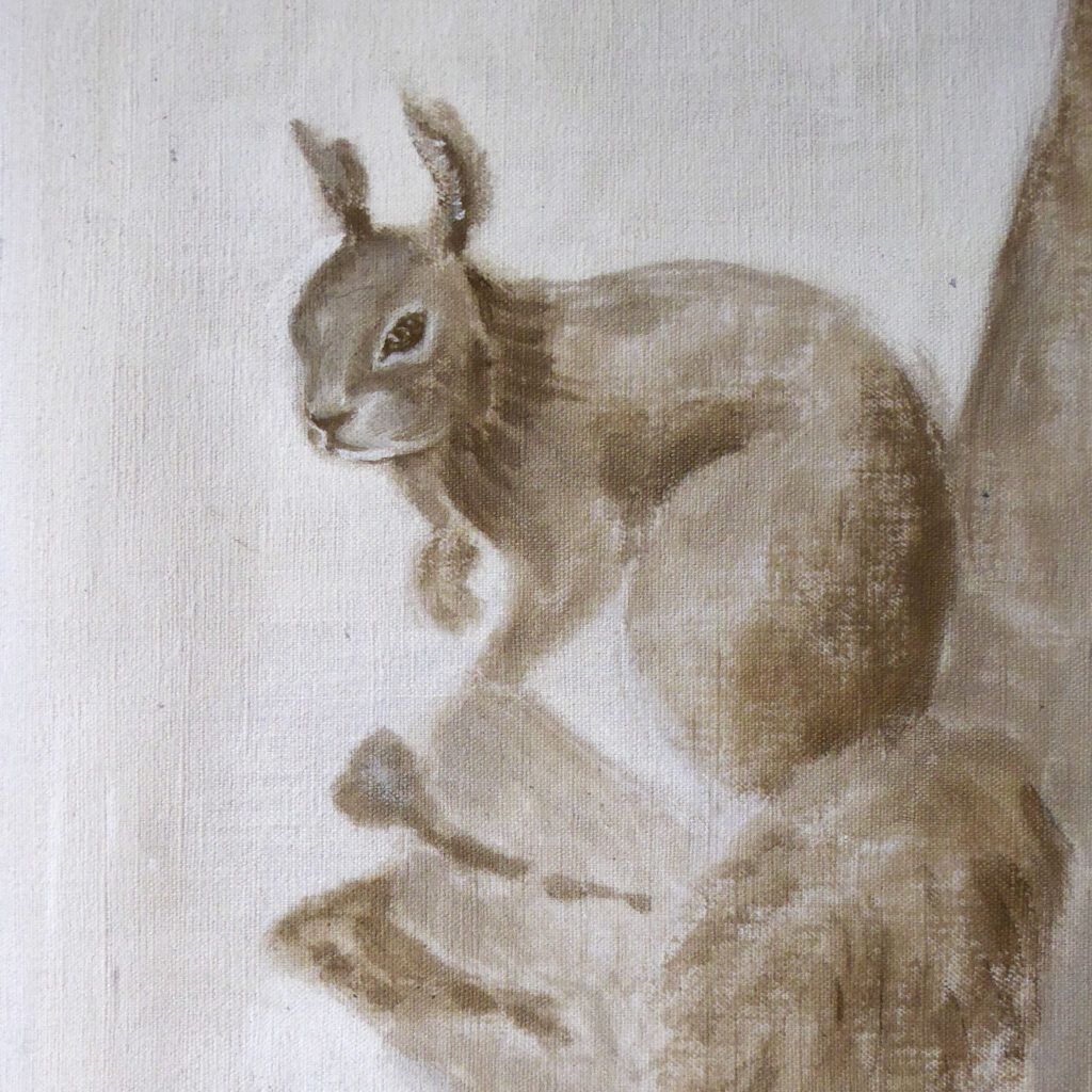 Kakemono - peinture sur toile écureuil